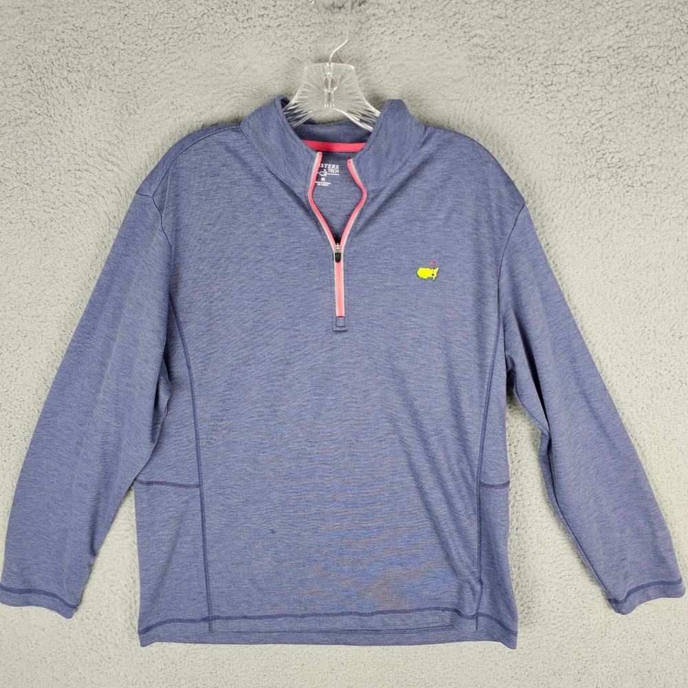 Masters Pullover Men M Blue Tech Quarter Zip Golf MT7300-910 Heathered